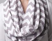 Long Gray Chevron Infinity Scarf - SYGBoutique