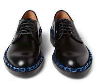 Feet Bound In Chains:  Raf Simons Chain-Trimmed Leather Derby Shoes