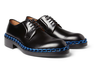 Feet Bound In Chains:  Raf Simons Chain-Trimmed Leather Derby Shoes