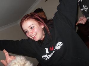My 17th birthday...I'm wearing a hoodie that says 'I love clunge'...I was definitely drunk. 