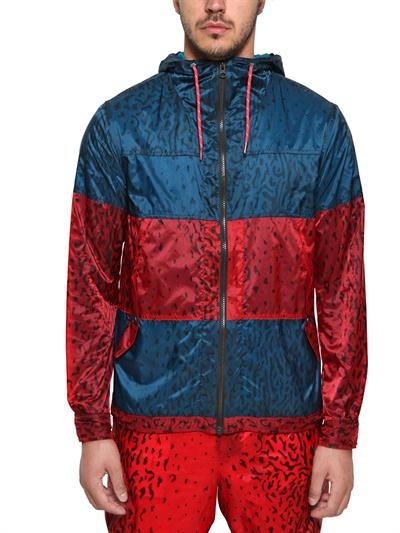 ADIDAS BY OPENING CEREMONY - LEOPARD PRINTED COLOR BLOCK NYLON ANORAK