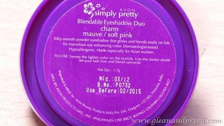 Avon Simply Pretty Eye Shadow Directions