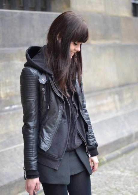 black hoodie leather jacket lovelybylucy