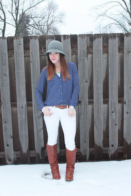 Outfit: Winter White & Spots