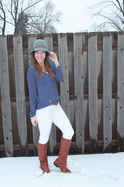 Outfit: Winter White & Spots