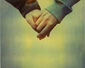 Polaroid photograph of two hands in love - fine art print of 6x6 - pocketmemories