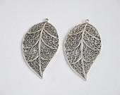 filigree  leaf  2 pcs  jewelery making materials. REF-529 - brightsupplies