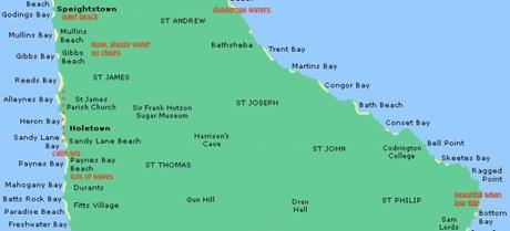 barbados beach map