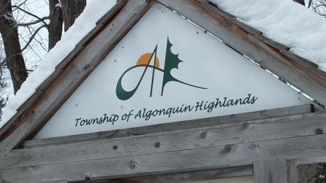 The Township of Algonquin Highlands trail sign at Oxtongue Lake - Ontario