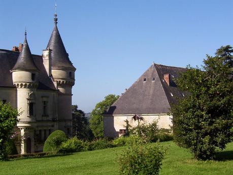 View of the castle turrets and rooftops at the Château de la Bourdaisière Castle in France