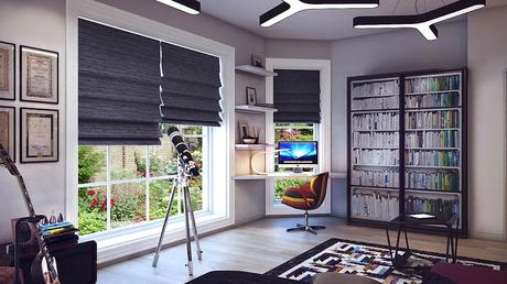 Cool Young Teenager’s Room Designs : Gray White Decor Color Scheme Corner Desk