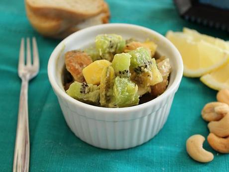 Mango Kiwi Cashew Chicken Salad in an Avocado Coconut Sauce