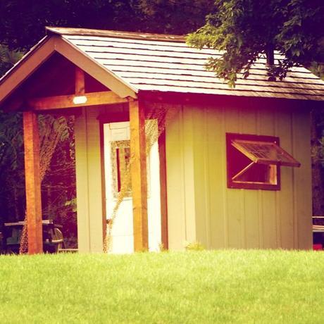  A Funky Outhouse DIY & FREE ticket giveaway. Learn how to create your own storage shed or garden shed. 