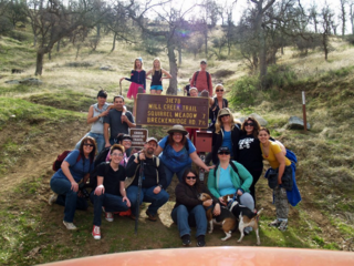This is the hiking group that assembled: 18 humans + two dogs 