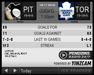 Game 25 : Penguins @ Maple Leafs : 03.09.13 : Live Game Thread!