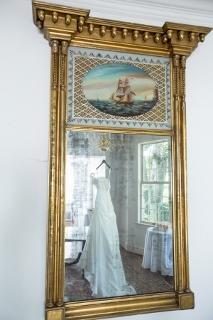wedding photography dress seen in mirror