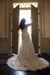 bride from back in doorway