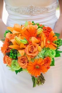 bridal bouquet orange and green