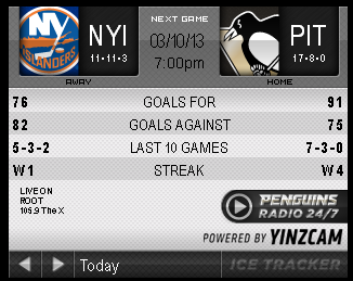 Game 26 : Penguns vs. Islanders : 03.10.13 : Live Game Thread! Game 26 : Penguns vs. Islanders : 03.10.13 : Live Game Thread!