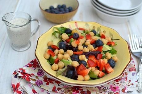 Chickpea & Vegetable Salad with Yogurt Tahini Dressing