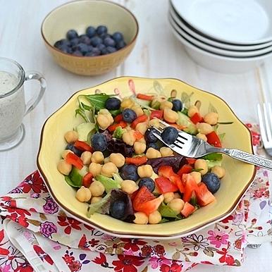 Chickpea & Vegetable Salad with Yogurt Tahini Dressing