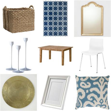 Clever-Blog-Nook-And-Sea-Get-The-Look-Inspiration-Board-Living-Room-Blue-White-Oean-Sea-Beach-Decor-Gold-Wood-Candlestick-Holders-Basket-Storage-Target-Rug-West-Elm-World-Market-Ikea-Pier-1-Imports-Gold-Mirror-Pillow-Chair-Frame-Picture-Charge-Plate