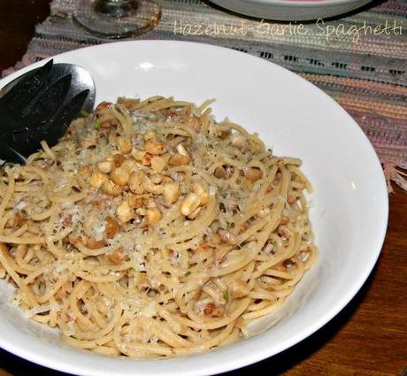 Spaghetti with Roasted Garlic Hazelnut Sauce