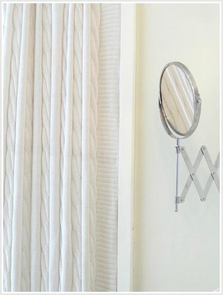 #DIY Shower curtain created from an Ikea throw blanket. Read about it here : lynneknowlton.com