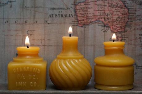 Ink Well Trio Beeswax Candles from Pollen Arts