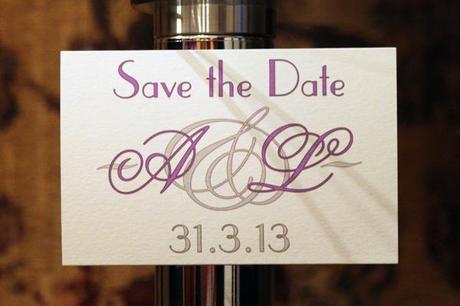 Genoa Save the Date in purple and grey