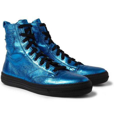 Burberry Prorsum Metallic Leather High Top Sneakers ($475)