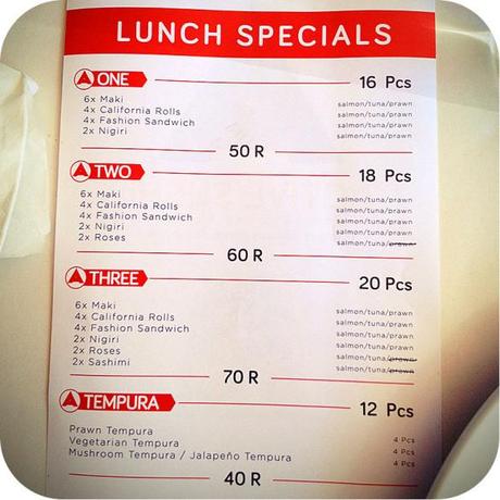 The Lunch Special at Active Sushi. The sushi is okay, for budget sushi.