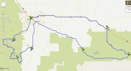 Route Map Through South Dakota