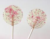 Cotton Candy Baby Shower Favors, Pink Candy,  Baby Shower Favors, Wedding Favors, Heart Candy, Be Mine, Xoxo-SIX LARGE LOLLIPOPS - SweetCarolineConfect