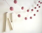 Pink Felt Ball Garland - Beaded Felt Garland - Pink Wedding Garland - Dusty Pink Felted Garland - ArtsDelight