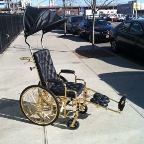 Lady Gaga 24kt gold wheel chair, lady gaga wheelchair, lady gaga gold wheelchair