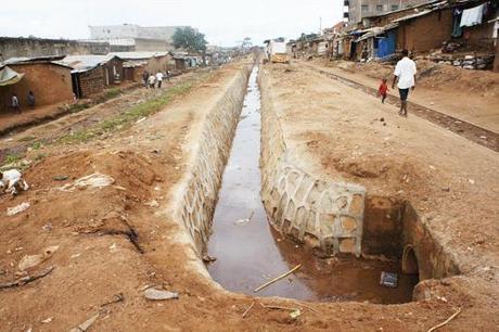 New concrete drainages in Namwuongo Kampala slums