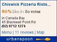 Chiswick Pizzeria Ristorante on Urbanspoon