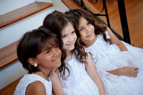 junior bridesmaids in white