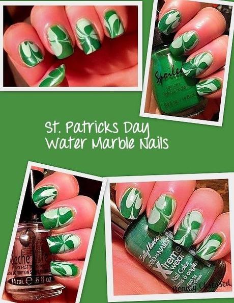 St.Patricks Day Water Marble Nails!