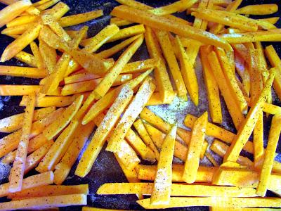 Homemade Sweet Potato Fries and Chips.