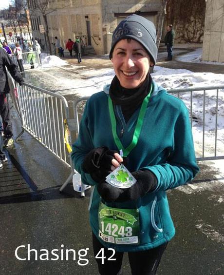 Proudly showing off her first race medal! 