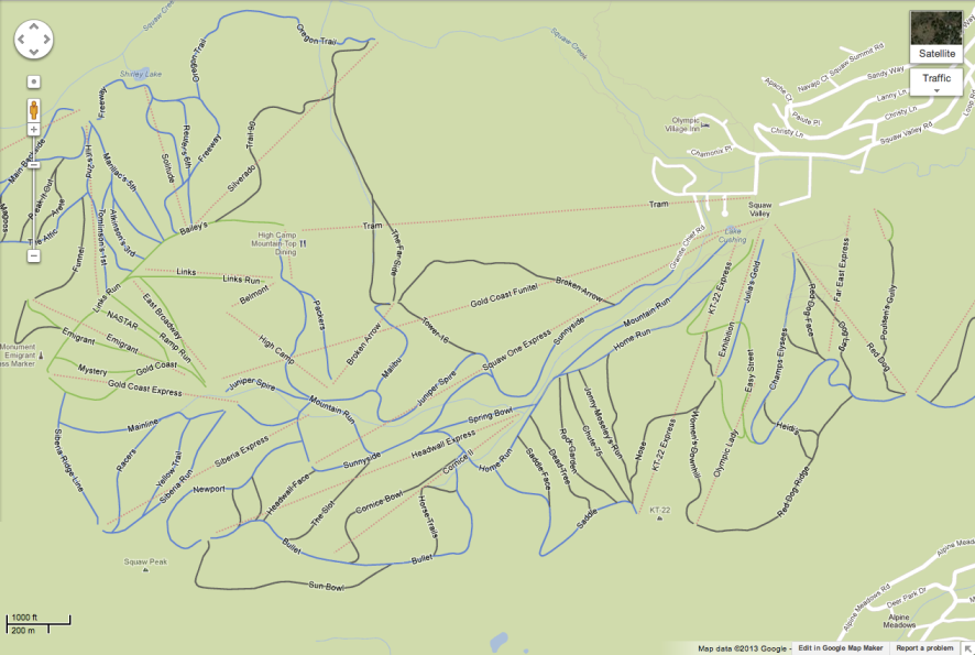 Google Maps Additional maps in The Famous Ski Area in the United States and Canada