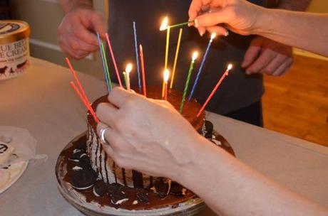 lighting the cake