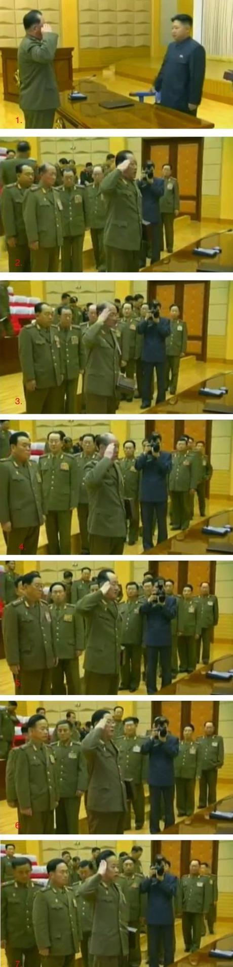 Presented with handguns at the conclusion of the expanded CMC meeting in early 2012 were: Gen. Ri Pyong Chol (1.), Gen. Choe Pu Il (2.), Gen. Yun Jong Rin (3.), Gen. Ri Myong Su (4.), Col. Gen. Jo Kyong Chol (5.), Gen. Pak Jae Gyong (6.), Lt. Gen. Pak Jong Chon (7.) (Photos: KCTV screengrabs) 