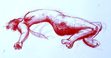 Recent life drawings in Conte crayon