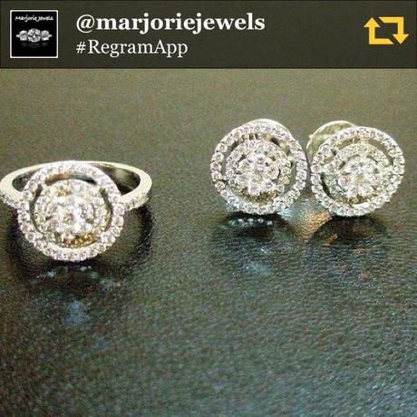 RG @marjoriejewels: #diamond halo #earrings and #ring. I #love this very #beautiful set made by #marjoriejewels #jewelry #forever #whitegold #regramapp