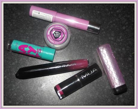 Maybelline Baby Lips, MUA Lipstick, The Body Shop Born Lippy, Revlon Just Bitten Kissable Balm Stain, Revlon Lip Butter, Rimmel Apocalips