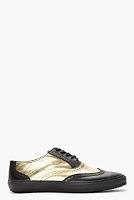 Decisions Made Easy: Commes Des Garçons Homme Plus Black & Metallic Gold Leather Wingtip Brogue Sneakers