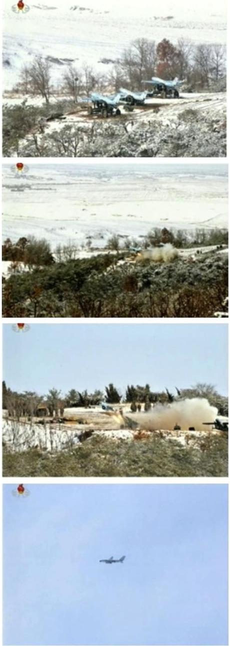 The first phase of an anti-aircraft drill utilizing what DPRK state media identified as drones (Photos: KCTV screengrabs)
